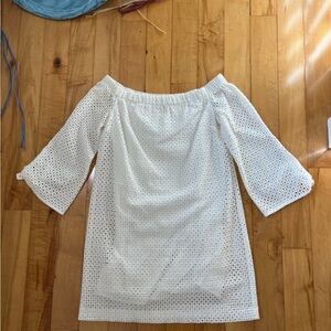 White Off-Shoulder Eyelet Dress